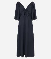 Vestido New Midi Manga Godê em Viscose com Laço - 1