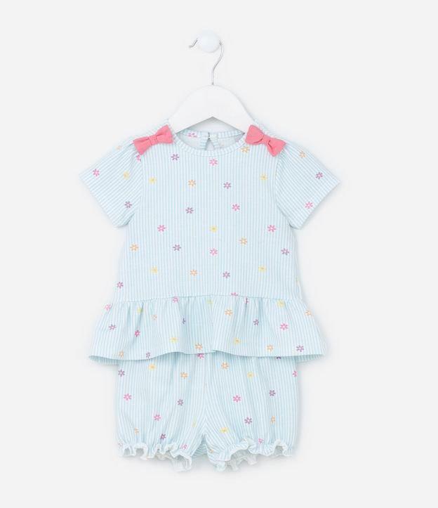 Conjunto Infantil com Babadinho e Lacinhos Aplicados - Tam 0 a 18 meses - 1