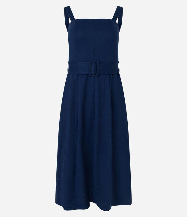 Vestido em Piquet com Alça e Cinto Pespontado de Fivela - 1