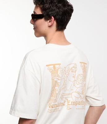 Camiseta Relaxed em Algodão com Estampa de Estátua com Anjinhos