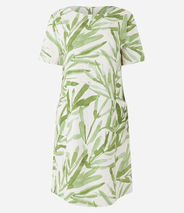Vestido T-Shirt em Viscolinho com Folhagens Estampadas - 1