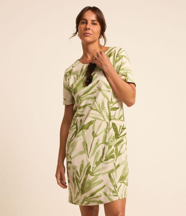 Vestido T-Shirt em Viscolinho com Folhagens Estampadas - 2