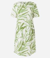 Vestido T-Shirt em Viscolinho com Folhagens Estampadas - 1