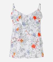 Blusa de Alça em Chiffon com Babado e Flores Estampadas - 1