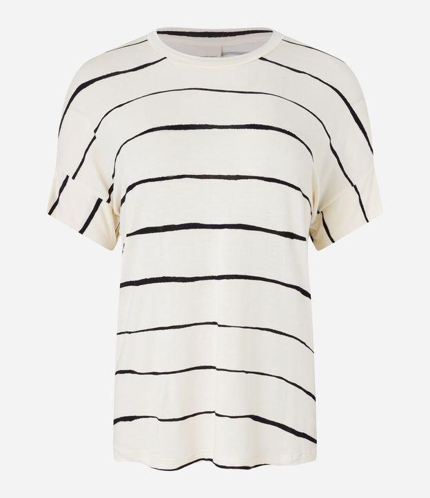 Blusa de Manga Curta em Algodão com Listras Rústicas - 1
