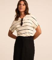 Blusa de Manga Curta em Algodão com Listras Rústicas - 2