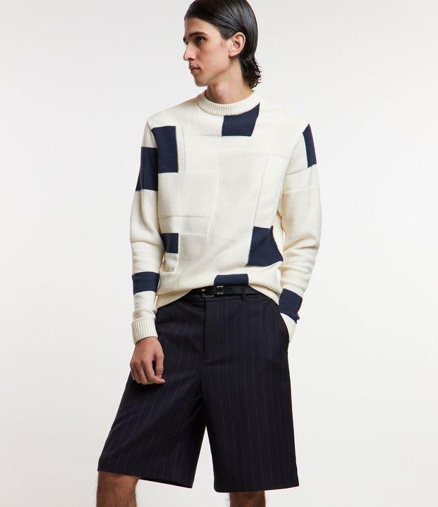 Bermuda Básica com Listras Riscos de Giz - 1