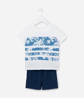 Conjunto Infantil em Algodão com Estampa Folhagens - Tam 1 a 6 Anos