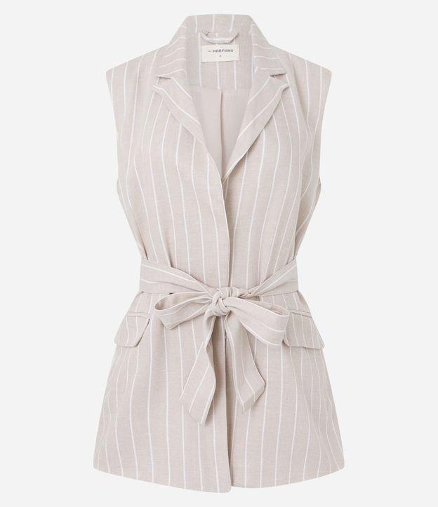 Colete em Viscolinho Listrado com Fio Tinto e Amarração - 1