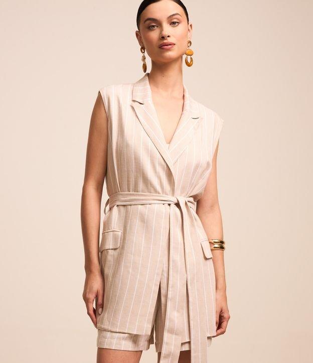 Colete em Viscolinho Listrado com Fio Tinto e Amarração - 4