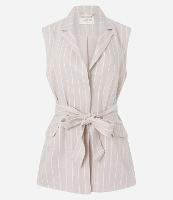 Colete em Viscolinho Listrado com Fio Tinto e Amarração - 1