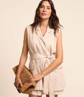 Colete em Viscolinho Listrado com Fio Tinto e Amarração - 2