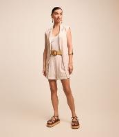 Colete em Viscolinho Listrado com Fio Tinto e Amarração - 3