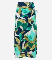 Saia Evasê Midi em Viscolinho com Folhagens Estampadas - 1