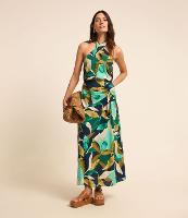 Saia Evasê Midi em Viscolinho com Folhagens Estampadas - 2