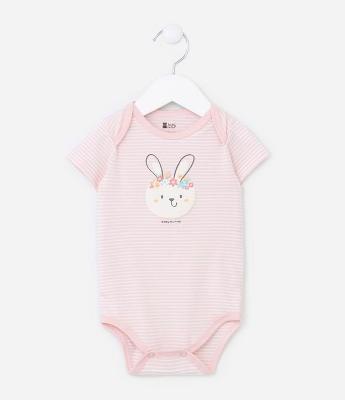 Body Infantil em Cotton com Estampa Coelha - Tam 0 a 18 meses