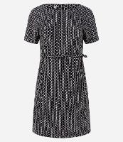 Vestido Curto em Crepe com Cinto e Estampa Geométrica - 1