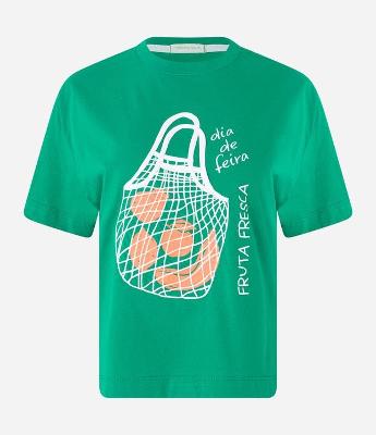 Camiseta em Algodão com Estampa Dia de Feira Fruta Fresca