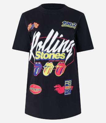 Camiseta Alongada em Algodão com Estampa Rolling Stones