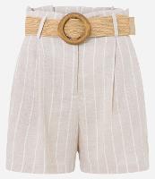 Short Clochard em Viscolinho Listrado com Cinto de Ráfia - 1