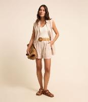 Short Clochard em Viscolinho Listrado com Cinto de Ráfia - 2