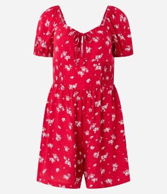 Macaquinho em Viscose com Amarração no Busto e Estampa Floral