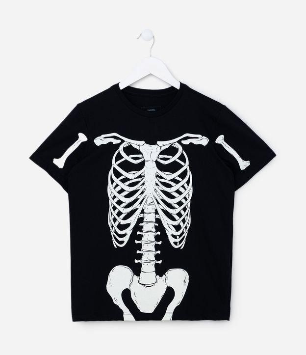 Camiseta Infantil com Estampa de Esqueleto Brilha no Escuro - Tam 5 a 14 Anos - 1