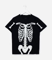 Camiseta Infantil com Estampa de Esqueleto Brilha no Escuro - Tam 5 a 14 Anos - 1