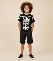 Camiseta Infantil com Estampa de Esqueleto Brilha no Escuro - Tam 5 a 14 Anos - 3