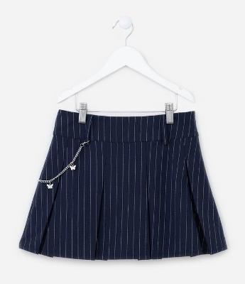Saia Plissada Infantil em Alfaiataria com Correntinha - Tam 5 a 14 Anos