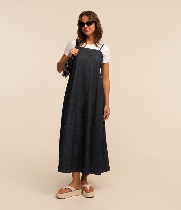 Vestido Midi Jeans com Alcinha Fina - 2