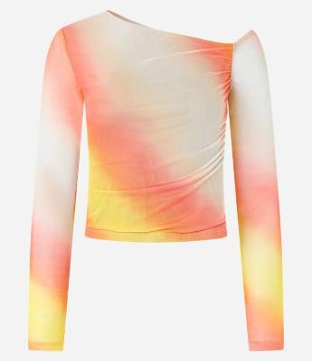 Blusa em Tule Degrade com Decote Assimétrico
