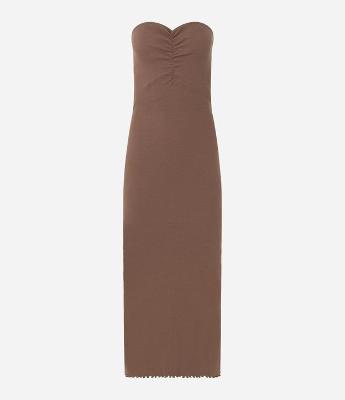 Vestido New Midi em Ribana Tomara que Caia com Drapeado