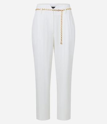 Calça Cenoura Alfaiatada Cintura Alta com Corrente