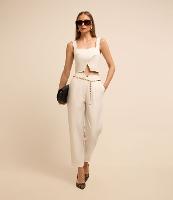 Calça Cenoura Alfaiatada Cintura Alta com Corrente - 2