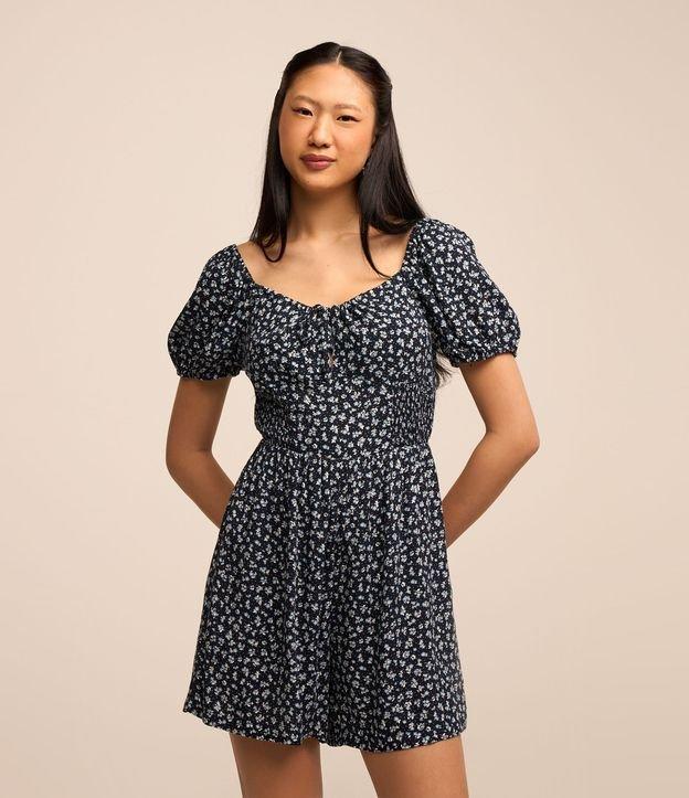 Macaquinho em Viscose com Amarração no Busto e Estampa Floral - 1