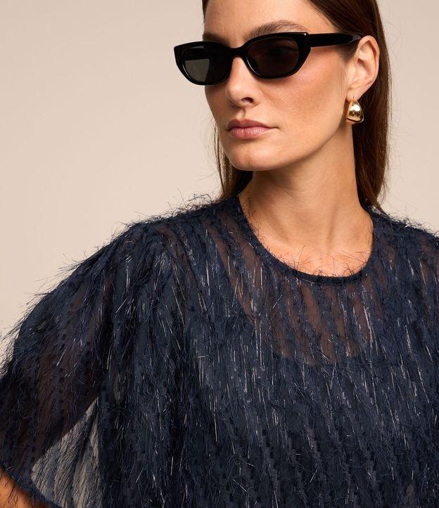 Blusa Manga Curta em Chiffon com Pelinhos - 2