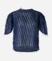 Blusa Manga Curta em Chiffon com Pelinhos - 1