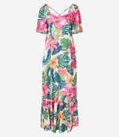 Vestido New Midi Texturizado com Estampa de Folhagens - 1