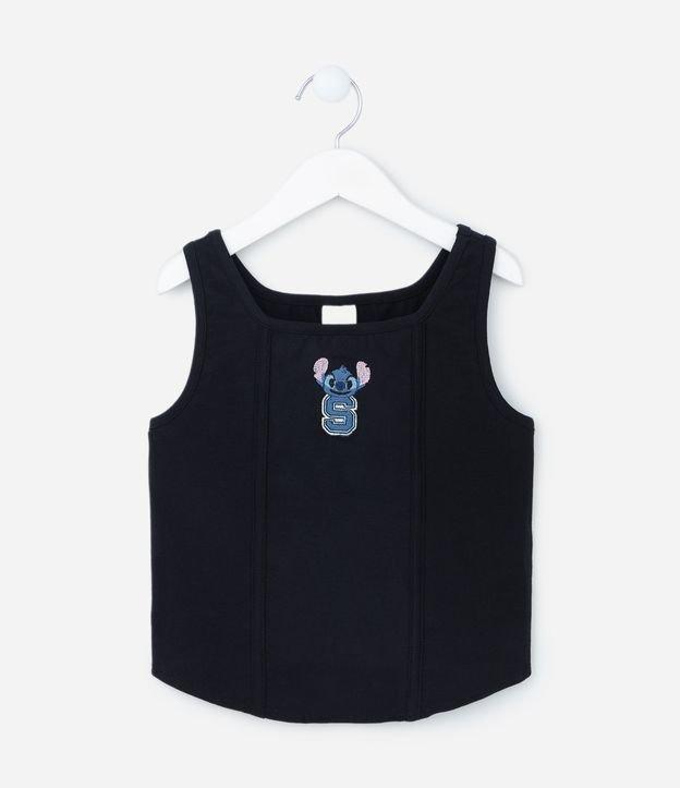 Regata Infantil em Cotton com Bordado do Stitch - Tam 5 a 14 Anos - 1