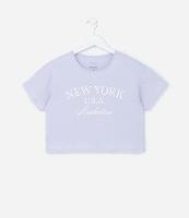 Camiseta Cropped Infantil com Lettering New York -Tam 5 a 14 Anos - 1