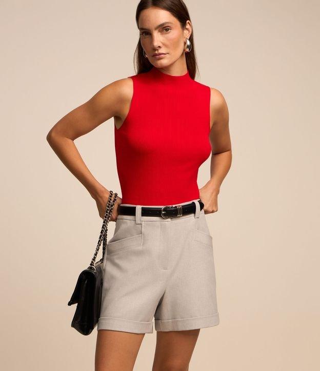 Short Alfaiatado Cintura Alta com Pespontos nos Bolsos - 2