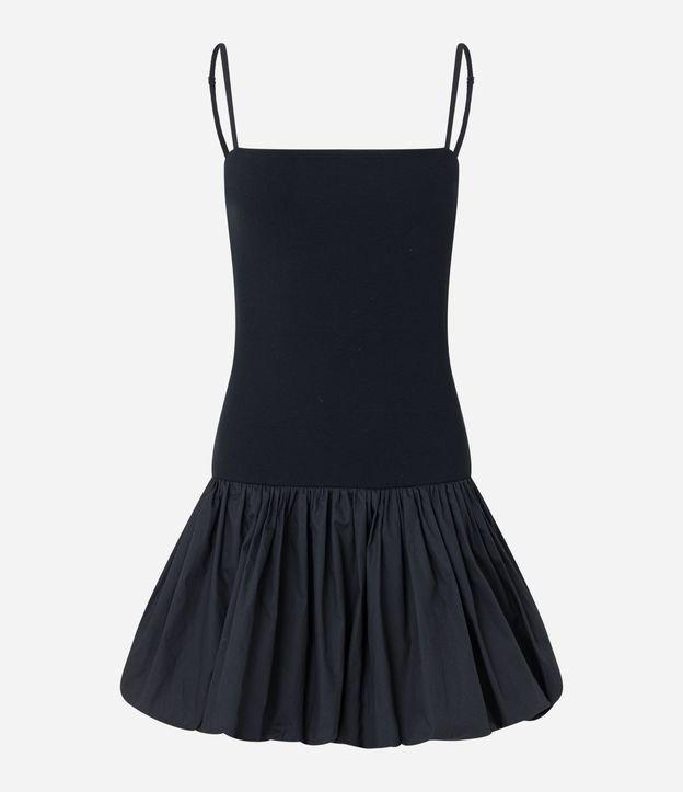 Vestido Curto de Alça em Viscose com Saia Balonê - 1