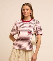 Blusa em Algodão Listrado com Cereja Bordada no Bolso - 2