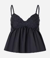 Blusa Alcinha em Tricoline com Bordados e Efeito Franzido - 1