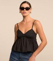 Blusa Alcinha em Tricoline com Bordados e Efeito Franzido - 2