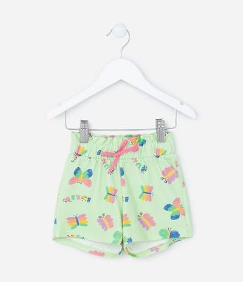 Short Clochard Infantil com Estampa Borboletas - Tam 1 a 5 Anos