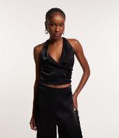 Blusa Acetinada com Decote Frente Única Transpassado - 1