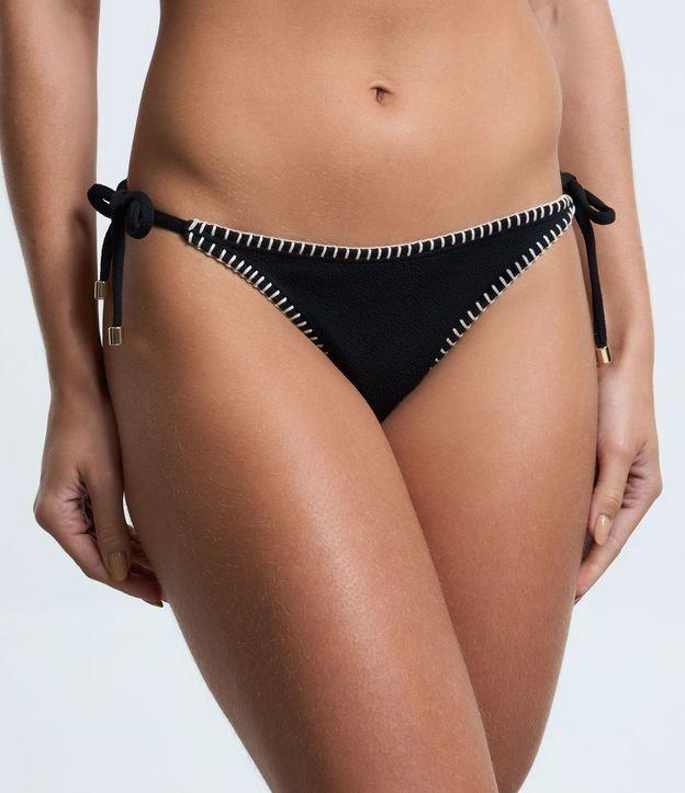 Biquíni Calcinha Lacinho Texturizado com Pesponto Contrastante - 1