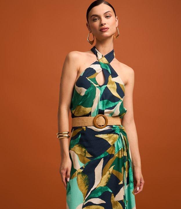 Blusa em Viscolinho com Estampa de Folhagem e Detalhe Transpassado - 4